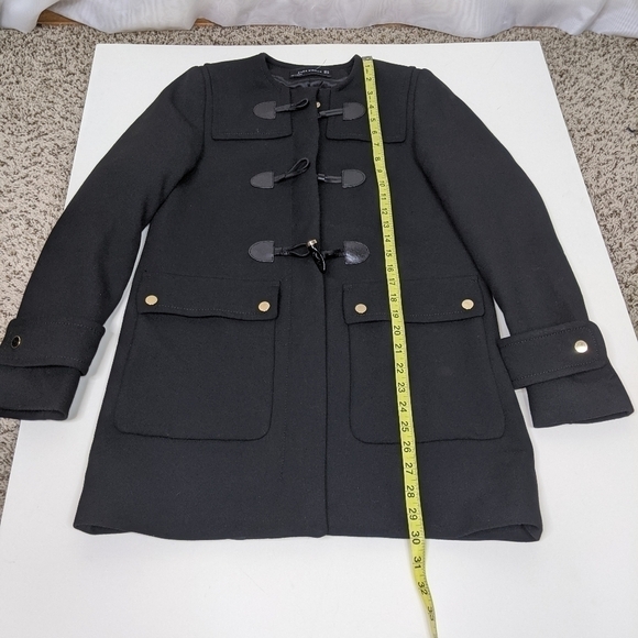 Zara Duffle Style Horn Toggle Black Pea Coat Jacket - Picture 10 of 10